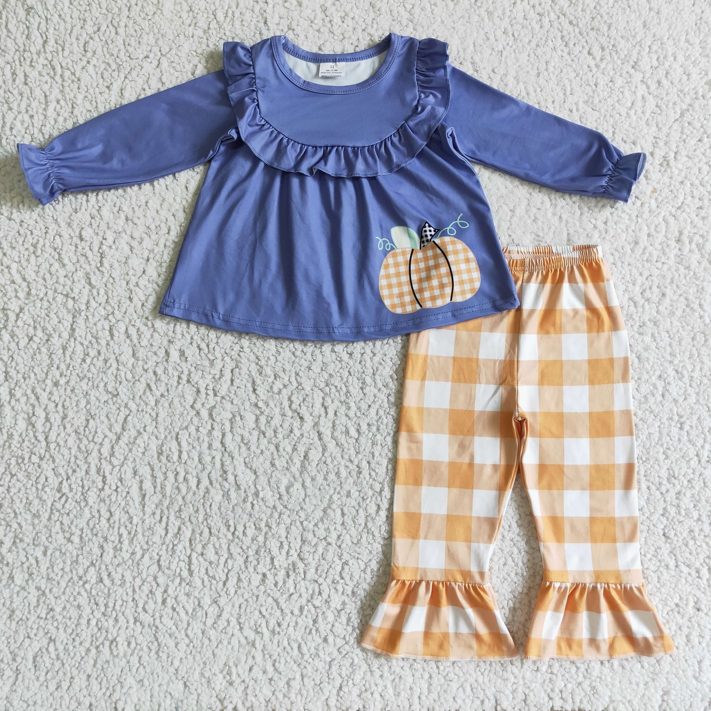 Blue pumpkin tunic plaid pants girls fall clothes