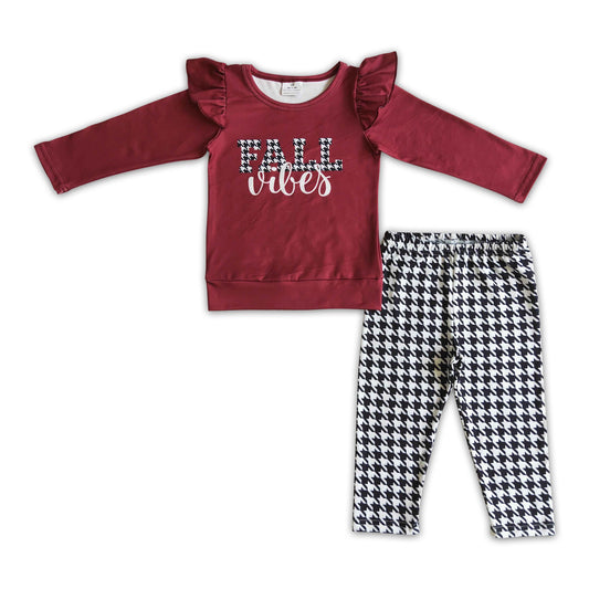 Fall vibes shirt leggings girls clothing set