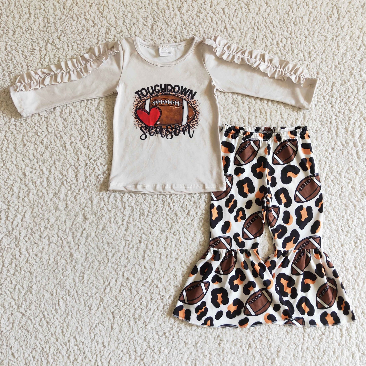 Touchdown season leopard football baby girls clothing set