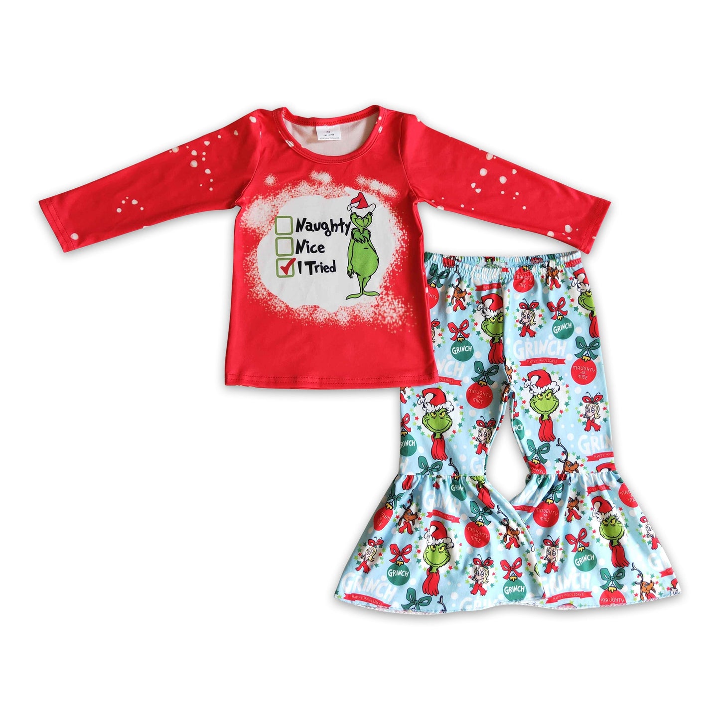 Green face naughty or nice girls Christmas clothes