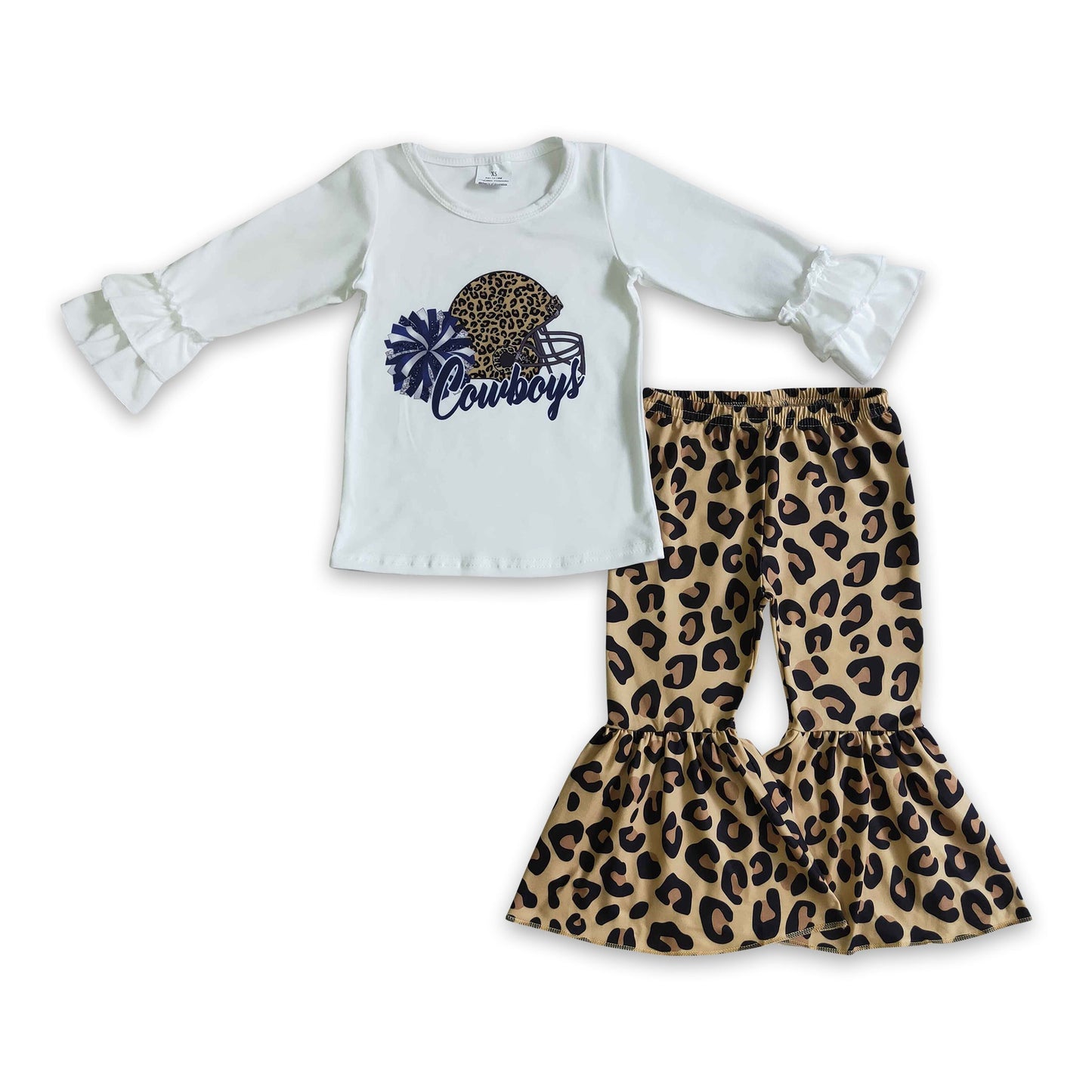 Cowboy white shirt leopard bell bottom pants girls team clothes