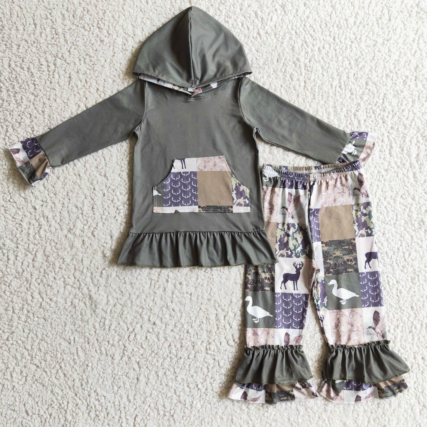 Deer duck camo patchwork hoodie girls hunting outfits