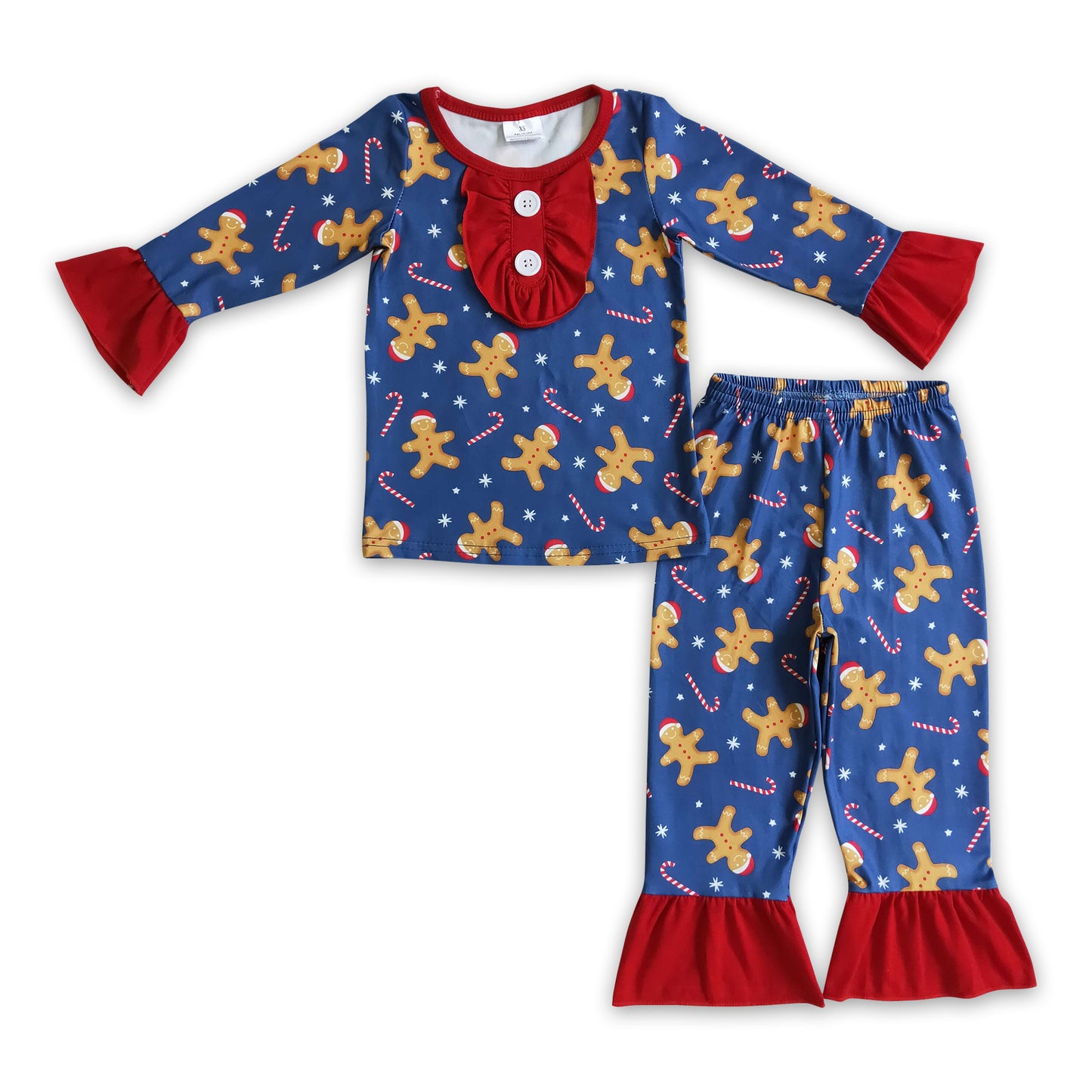 Gingerbread candy cane kids girls Christmas pajamas