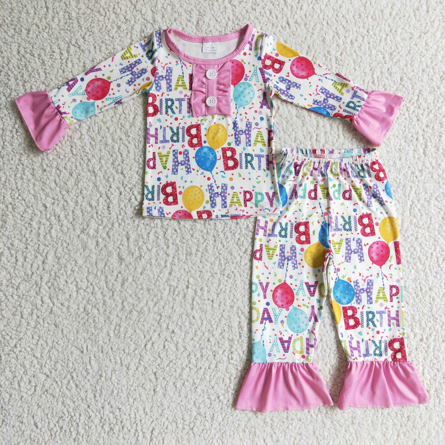 Happy birthday balloon apparel kids girls pajamas