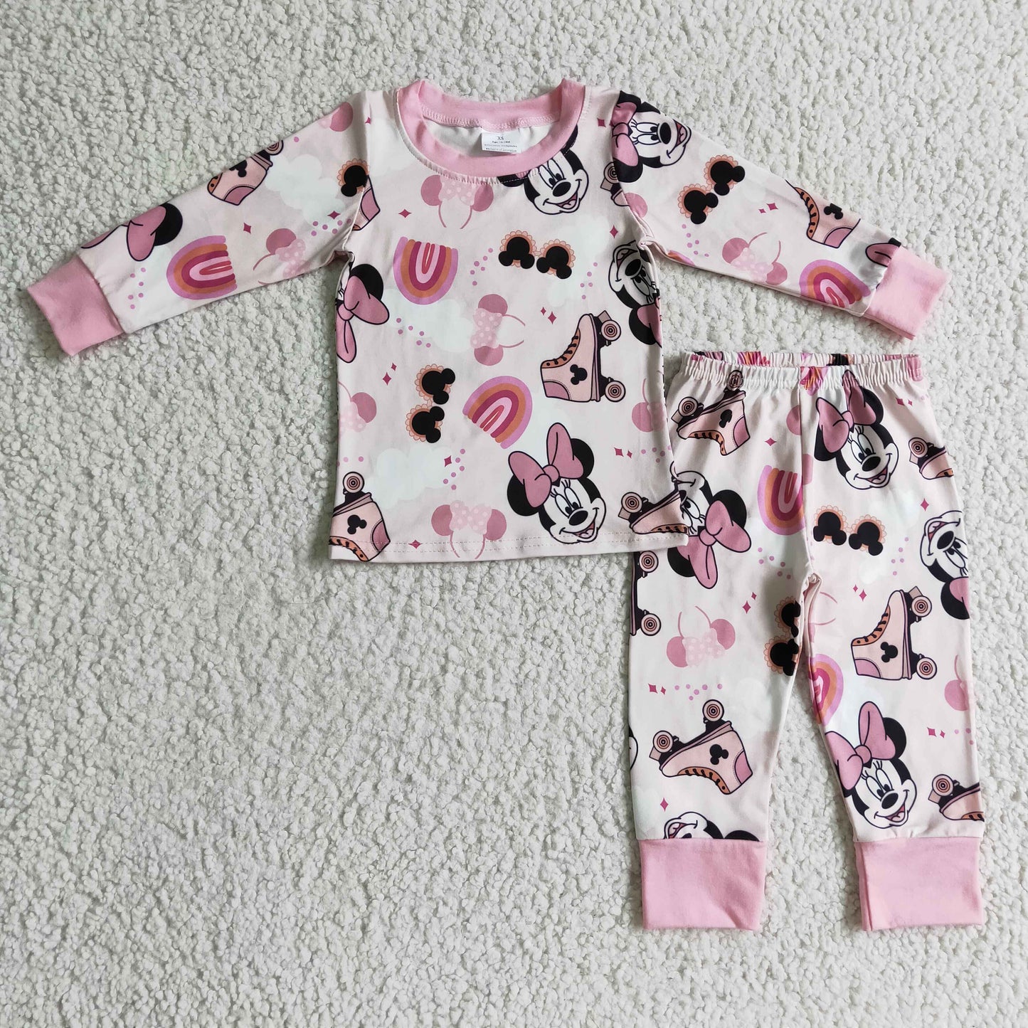 Pink mouse skates cute girls pajamas