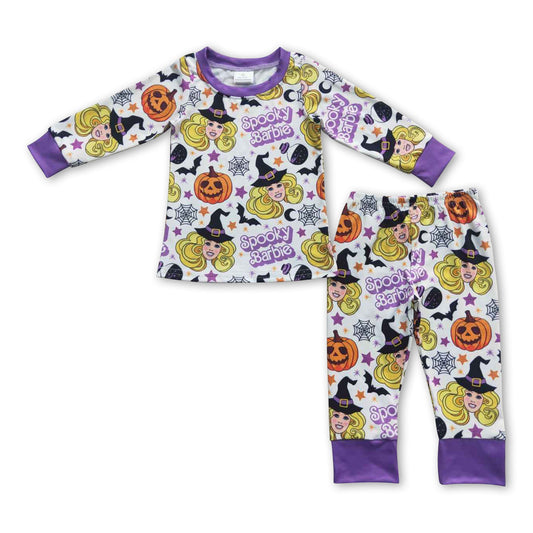 Pumpkin spooky party girls Halloween pajamas