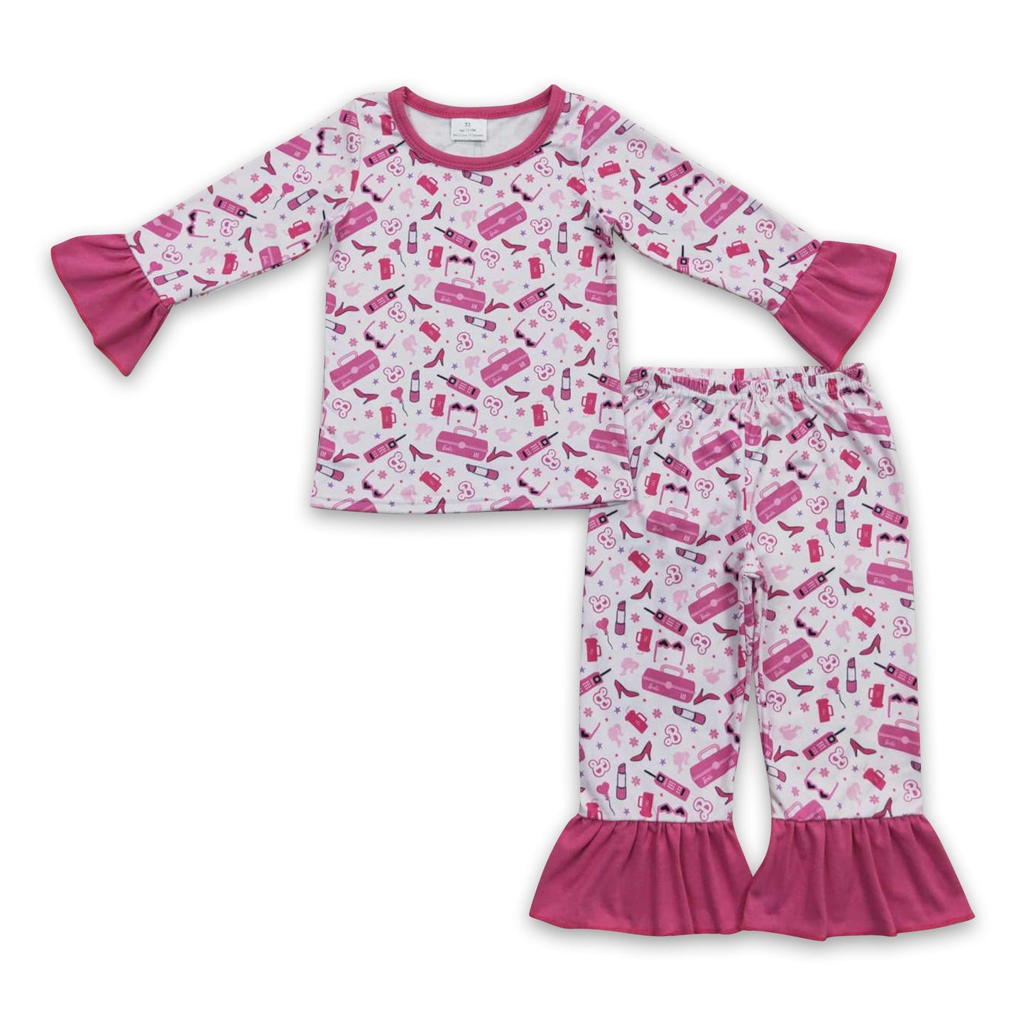 Hot pink pocket party girls pajamas