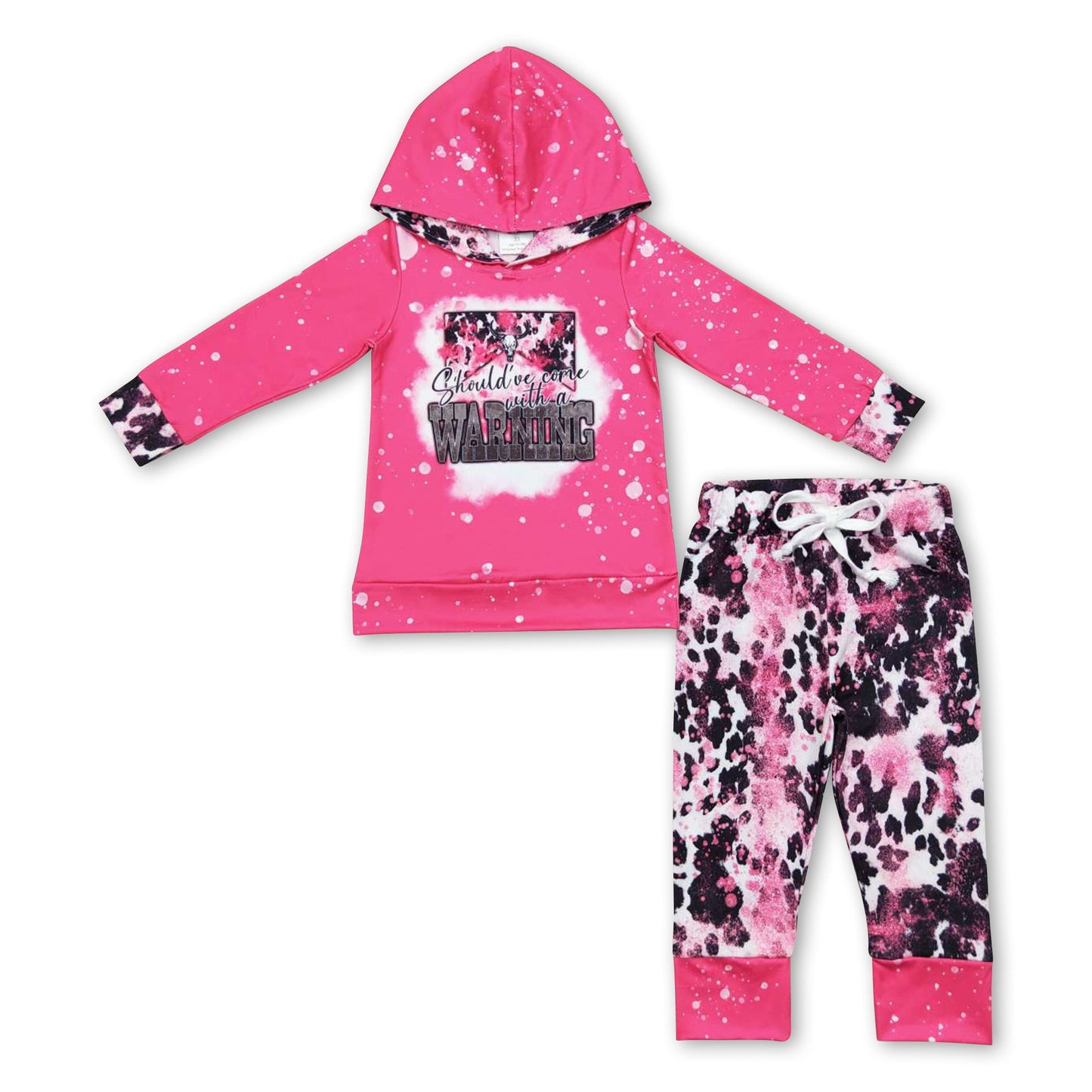 Hot pink bull skull hoodie pants kids girls western outfits