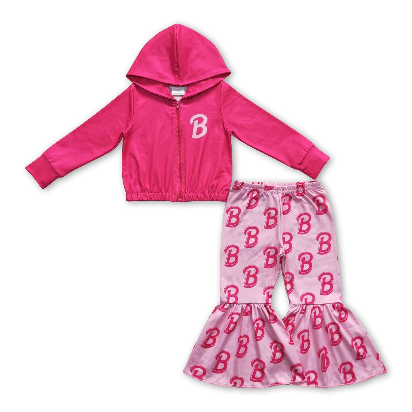 Hot pink B hooded jacket pants party girls outfits