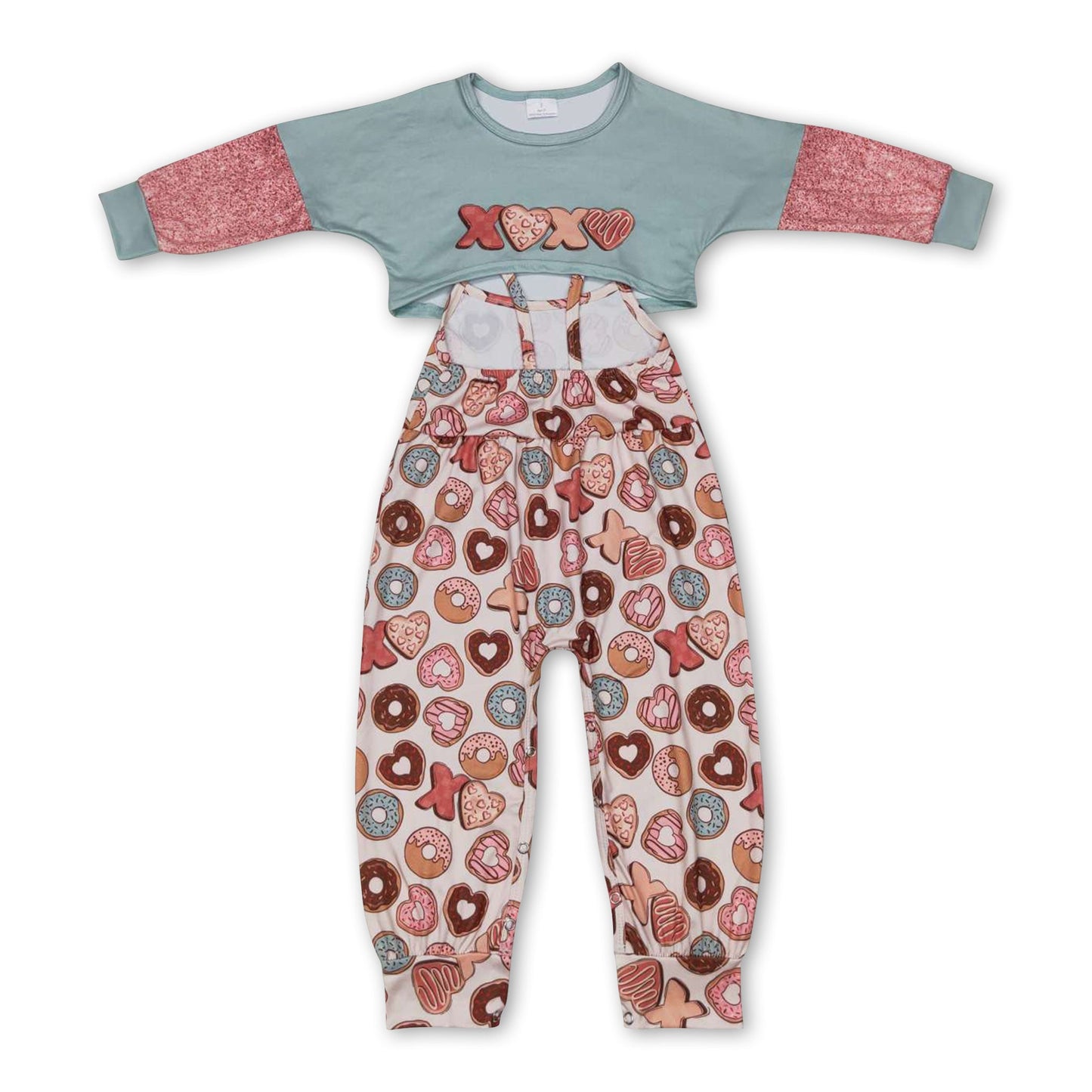 Donut top sleeveless jumpsuit girls valentine's clothes