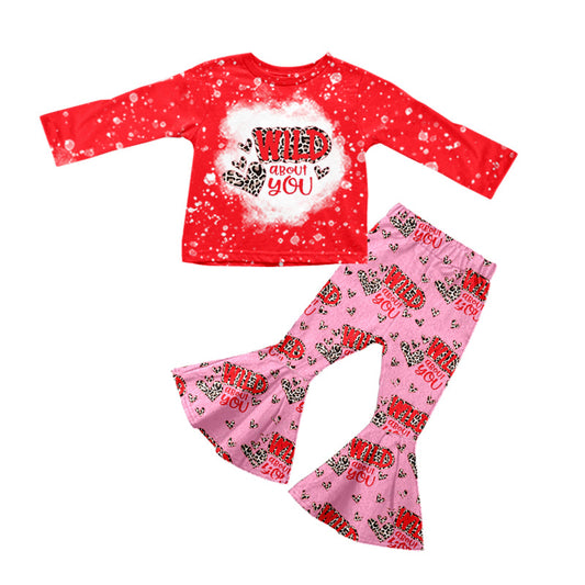 Red wild about you leopard heart girls valentines outfits