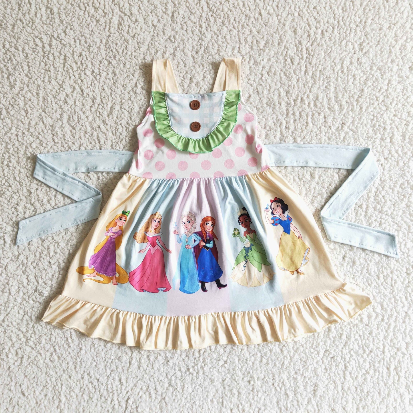 Sleeveless princess panel belt princess girls summer dresses