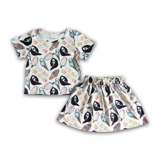 Ice cream shirt match skirt girls outfits