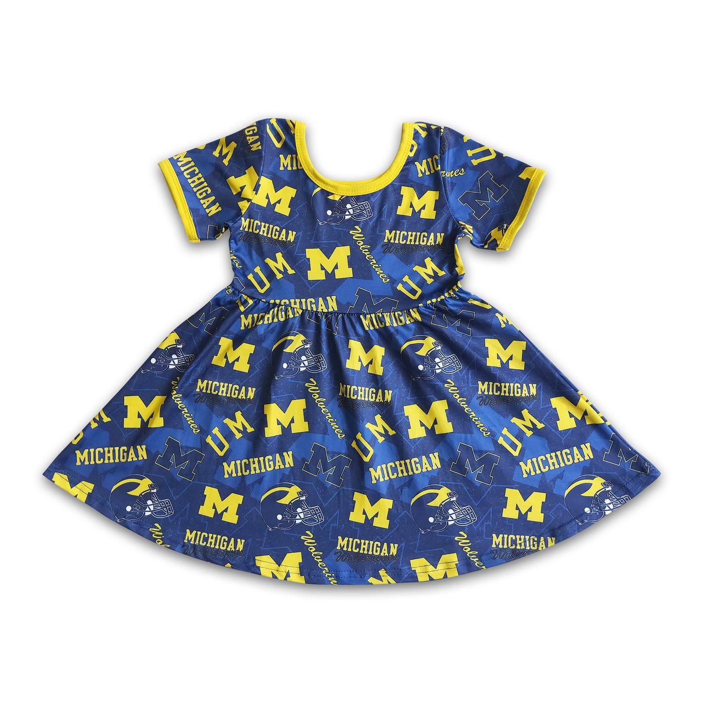 Short sleeve baby girls twirl team dresses