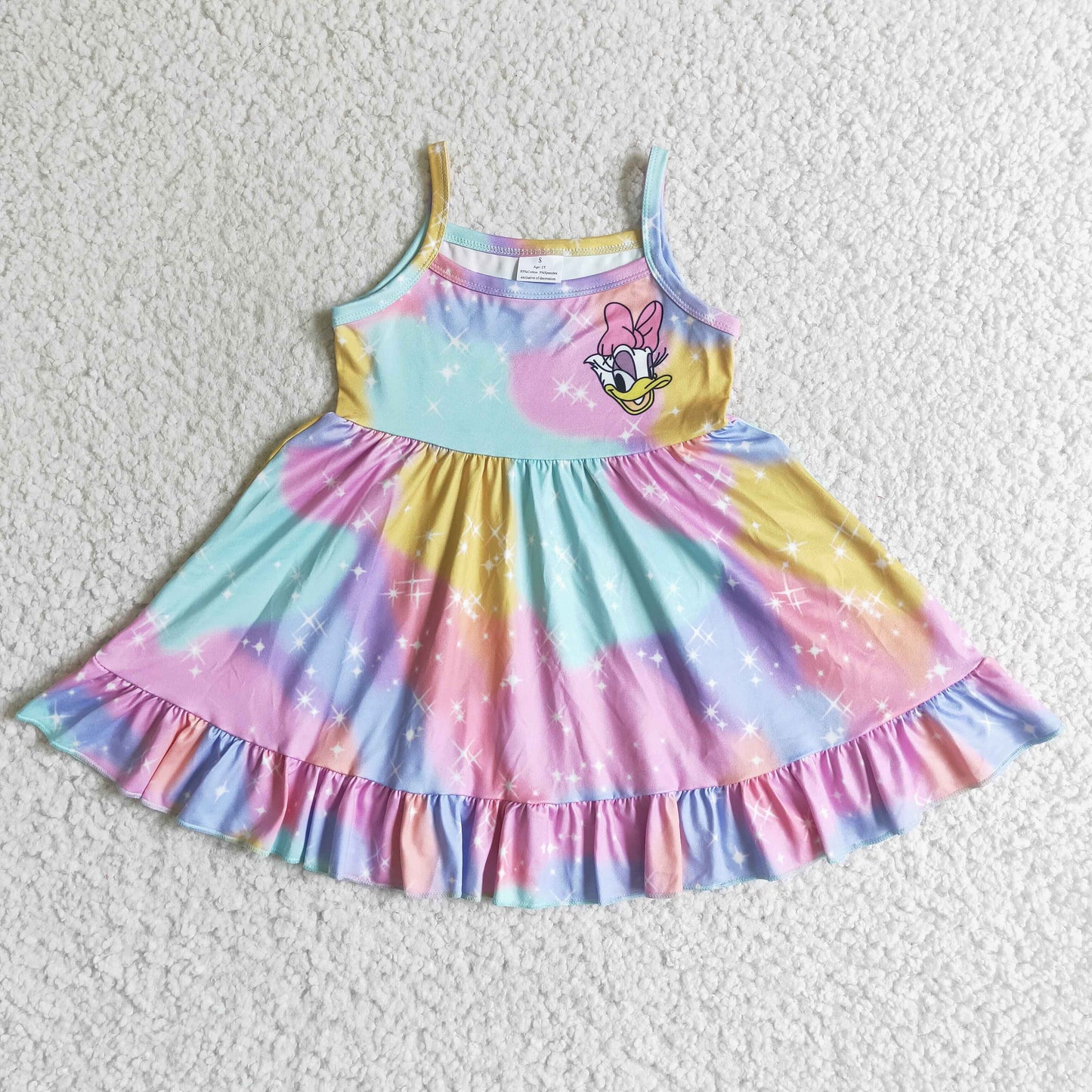 Tie dye sleeveless duck cute baby girls dress