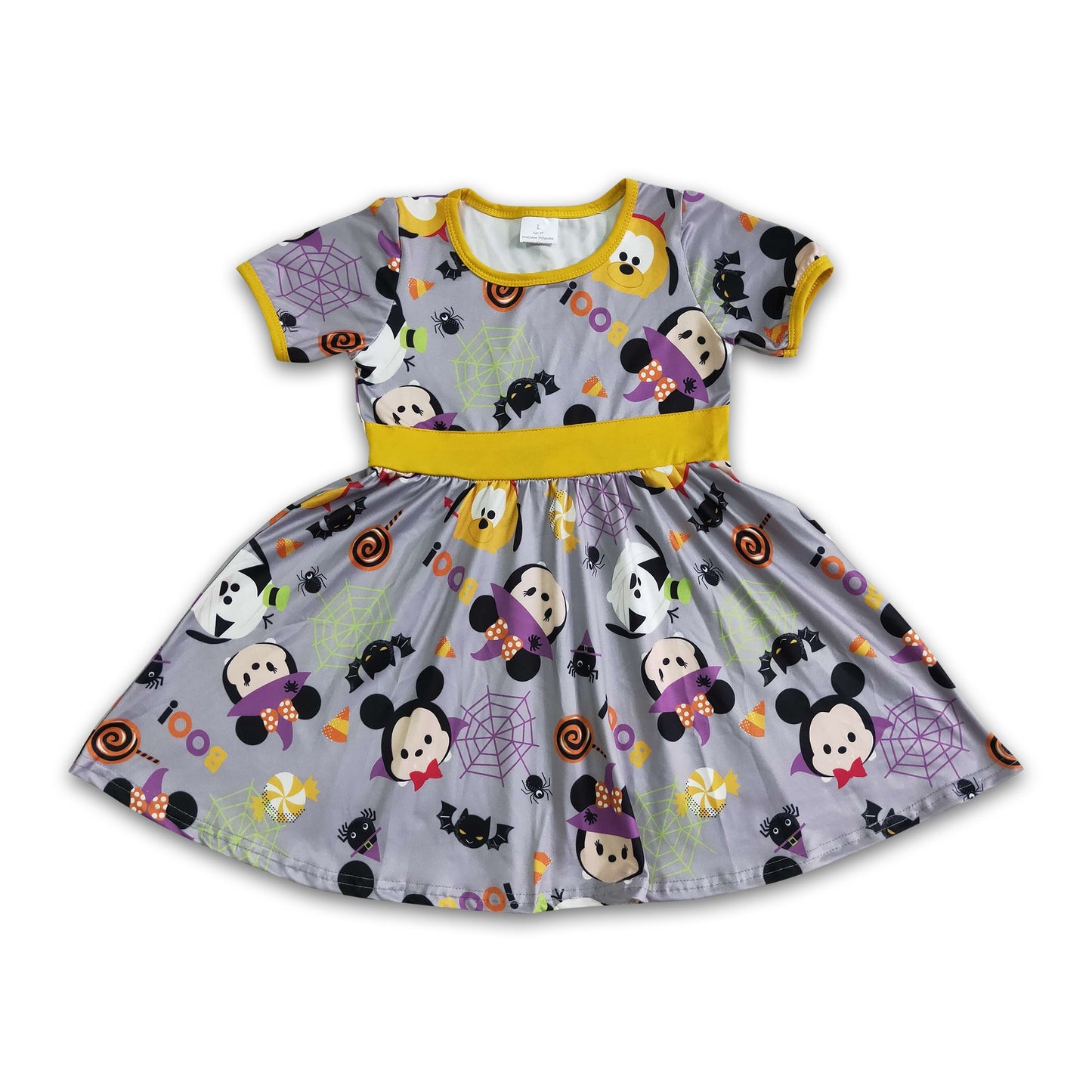 Boo mouse spider bat print baby girls Halloween dresses