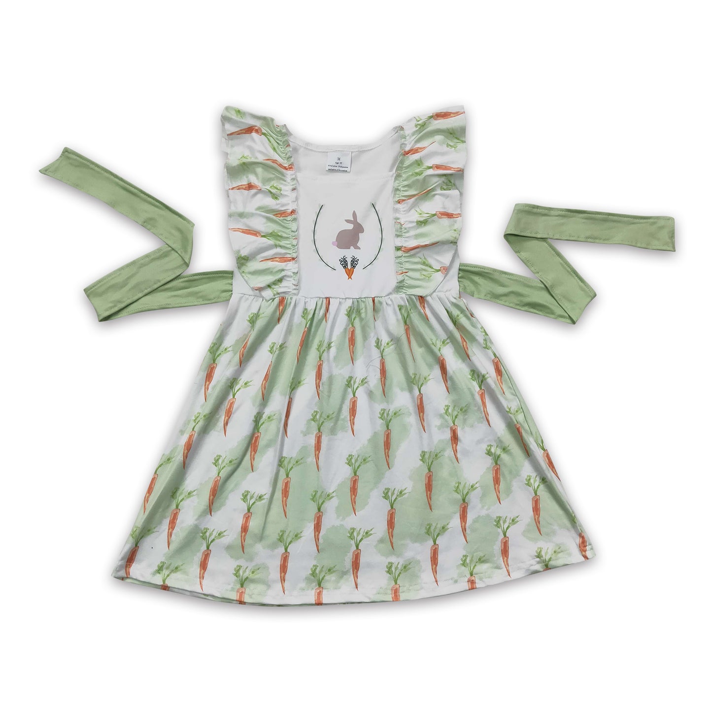 Bunny screen print carrots baby girls easter dresses