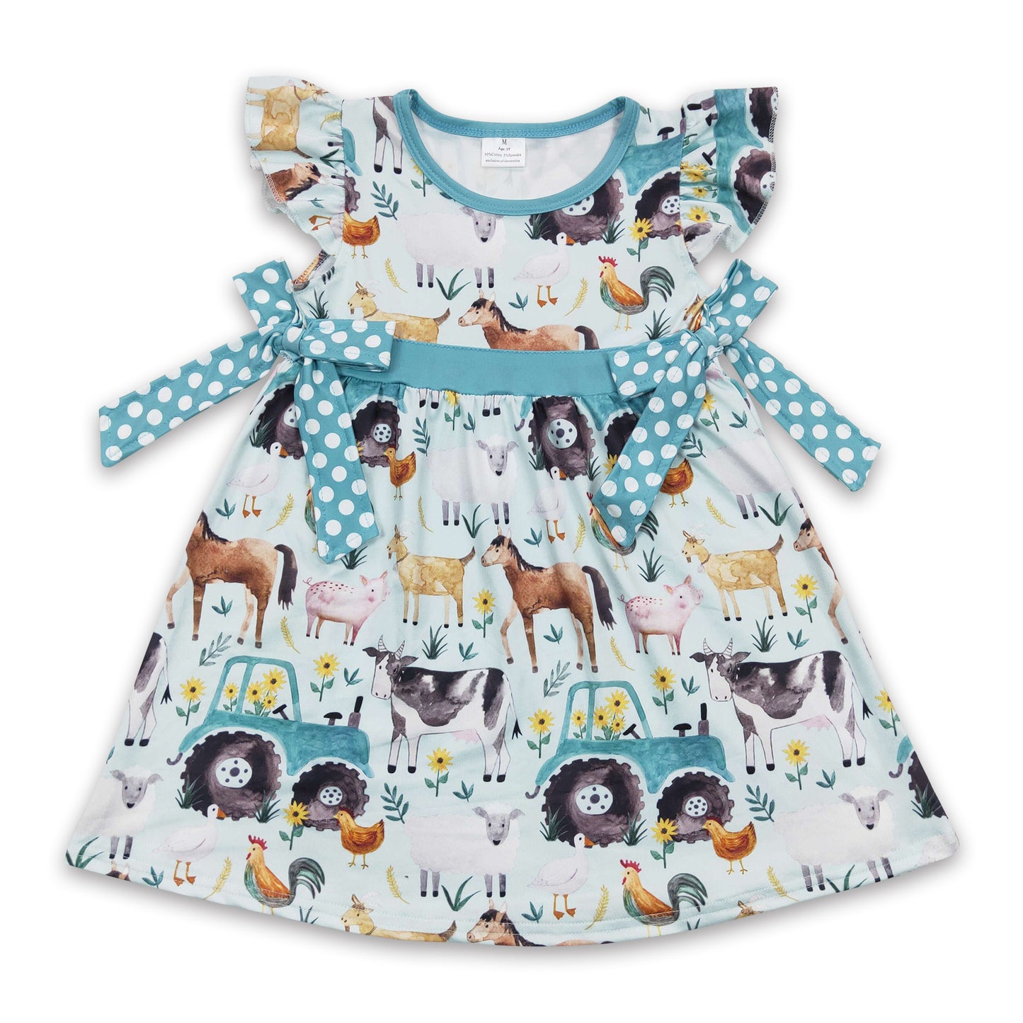 Horse pig cow chicken baby girls farm dresses