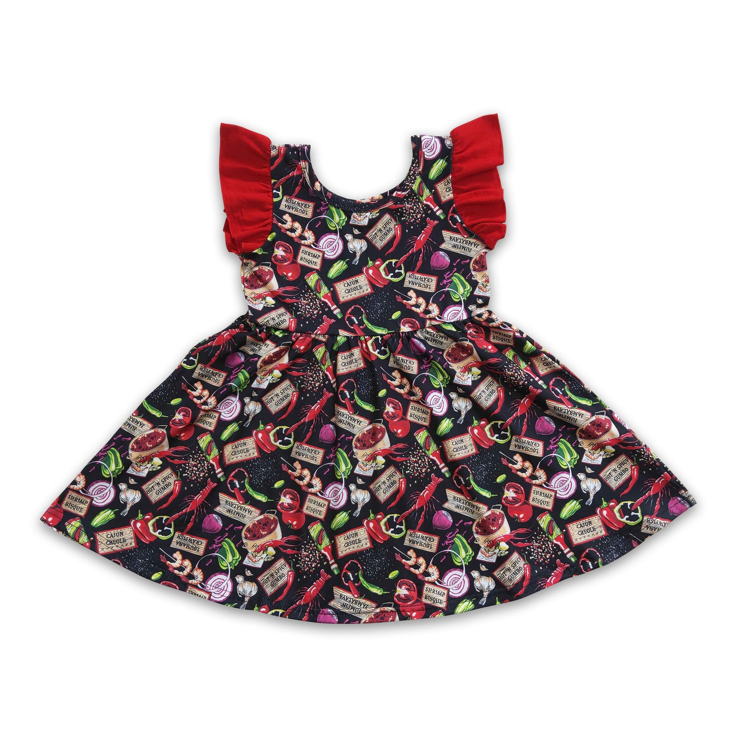 Flutter sleeves crawfish baby girls dresses