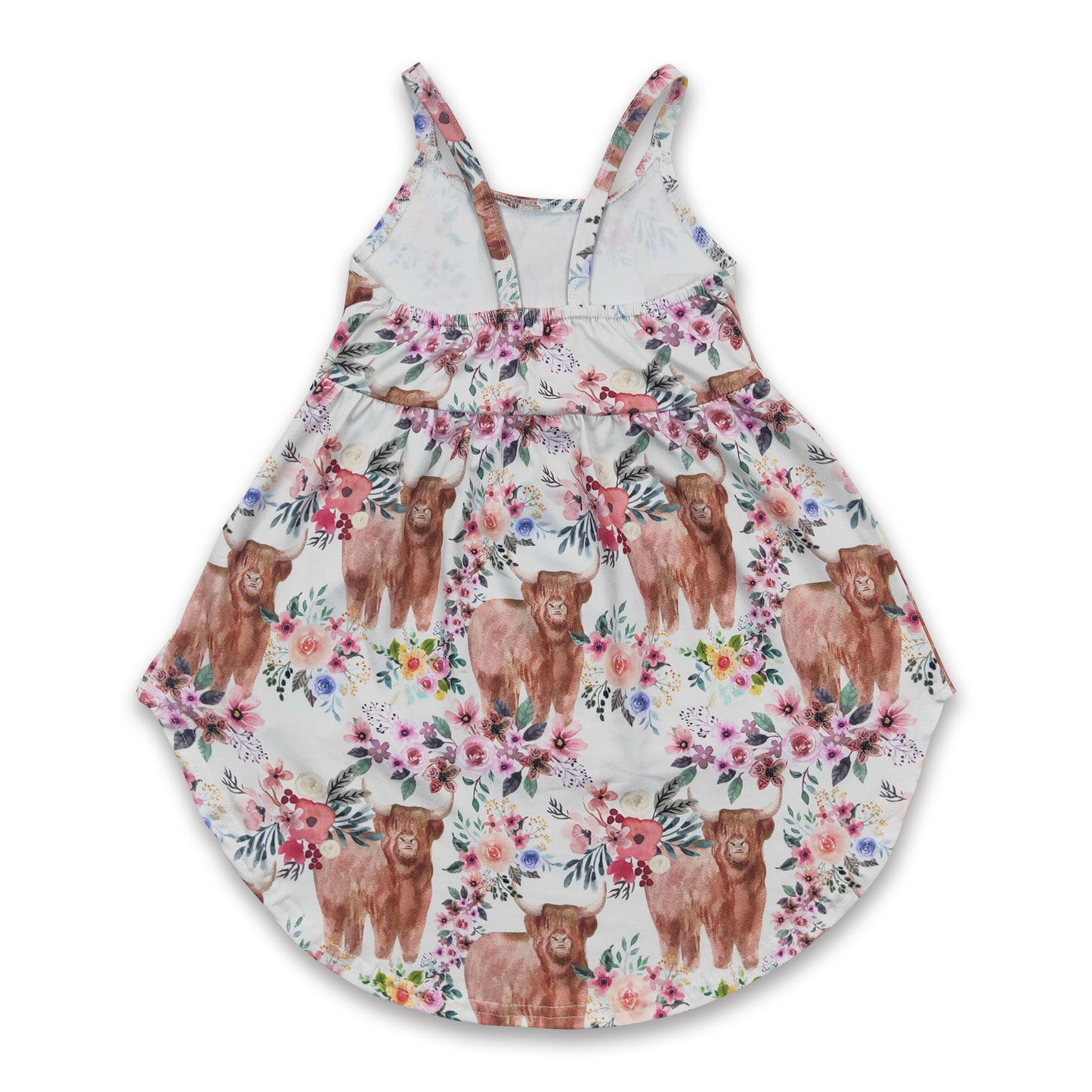 Highland cow floral high low sleeveless girls top