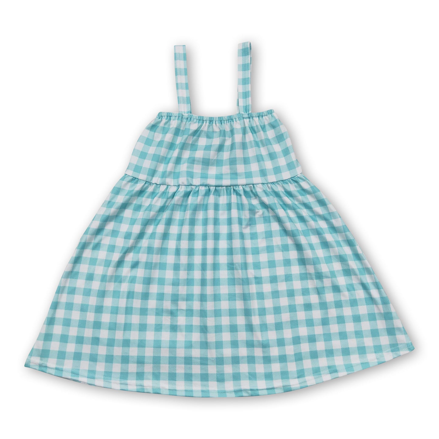 Pig cow embroidery sleeveless plaid girls farm dress