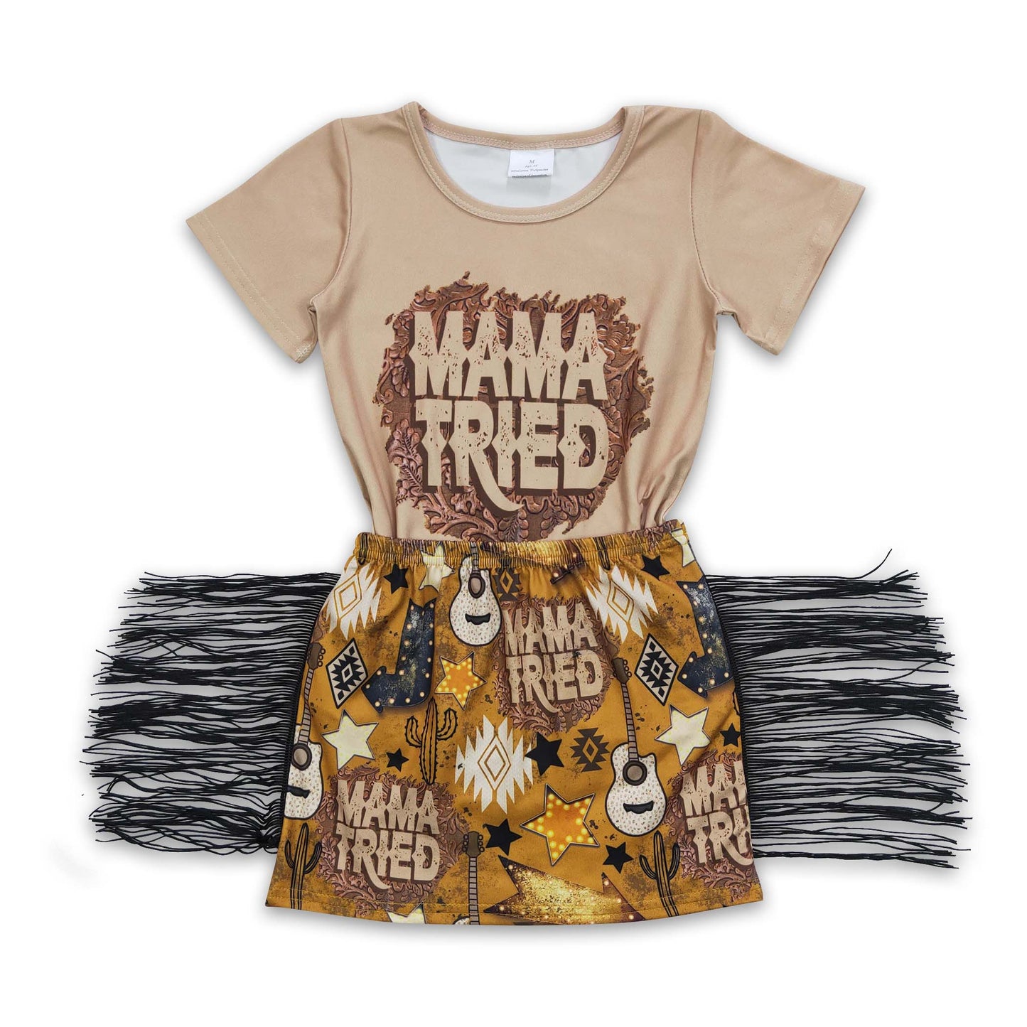 Mama tried shirt tassels cactus guitar skirts girls clothing