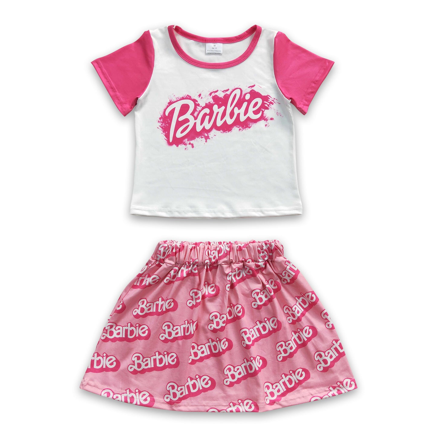 Short sleeves top skirt party girls clothing set