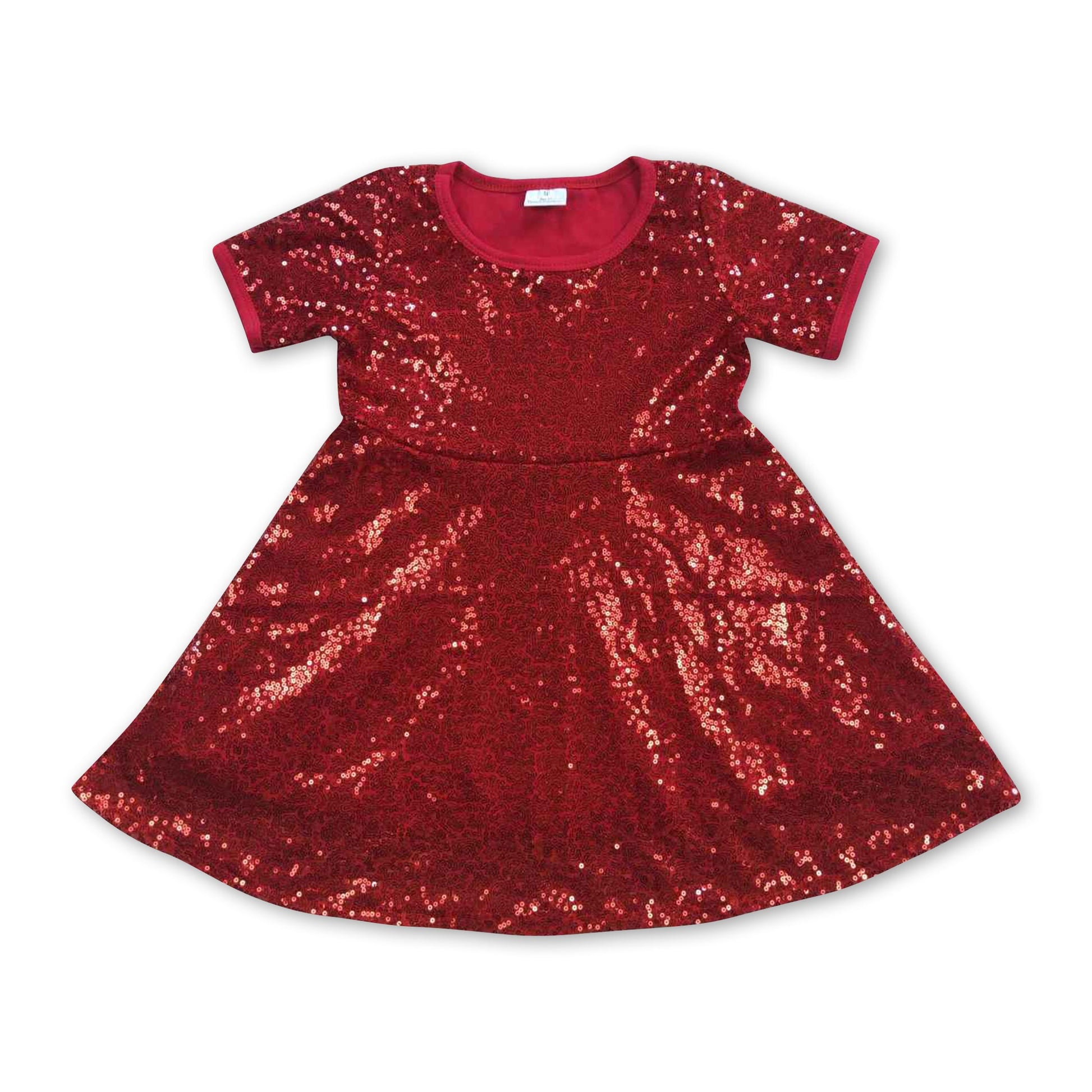 Short sleeves red sequin Christmas kids girls dresses – Western Kids Clothes Short sleeves red sequin Christmas kids girls dresses – Western Kids Clothes