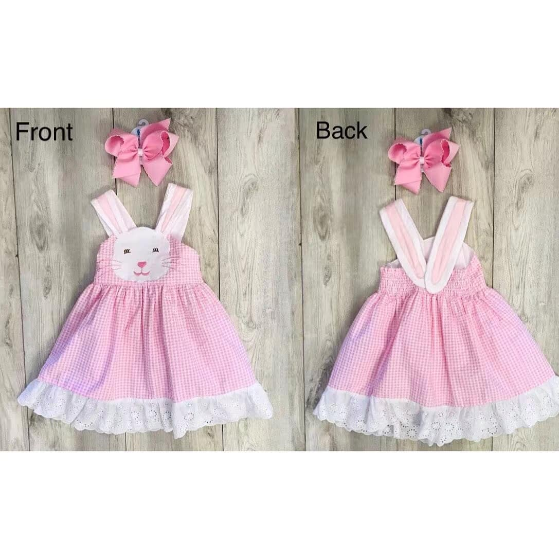 Bunny sleeveless pink plaid ruffle girls easter dresses – Western Kids  Clothes