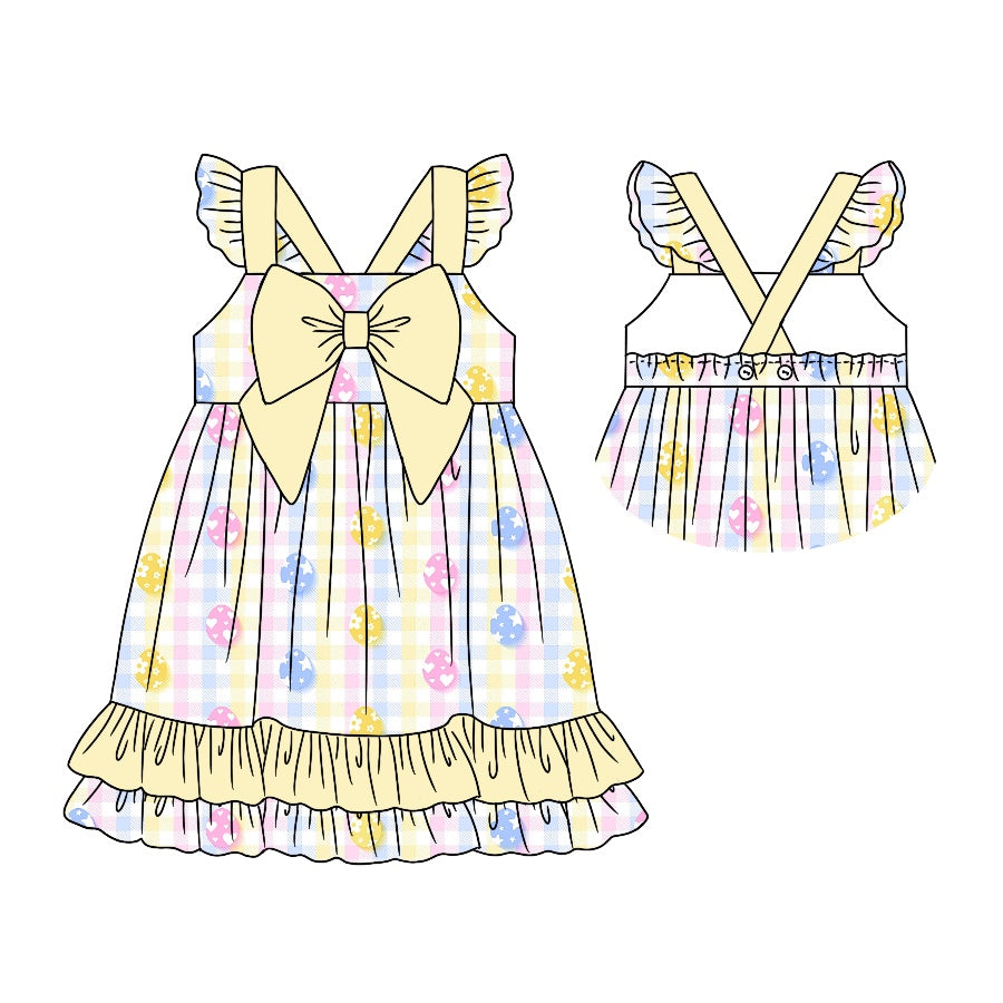 Flutter sleeves yellow plaid eggs kids girls easter dress – Western Kids Clothes Flutter sleeves yellow plaid eggs kids girls easter dress – Western Kids Clothes