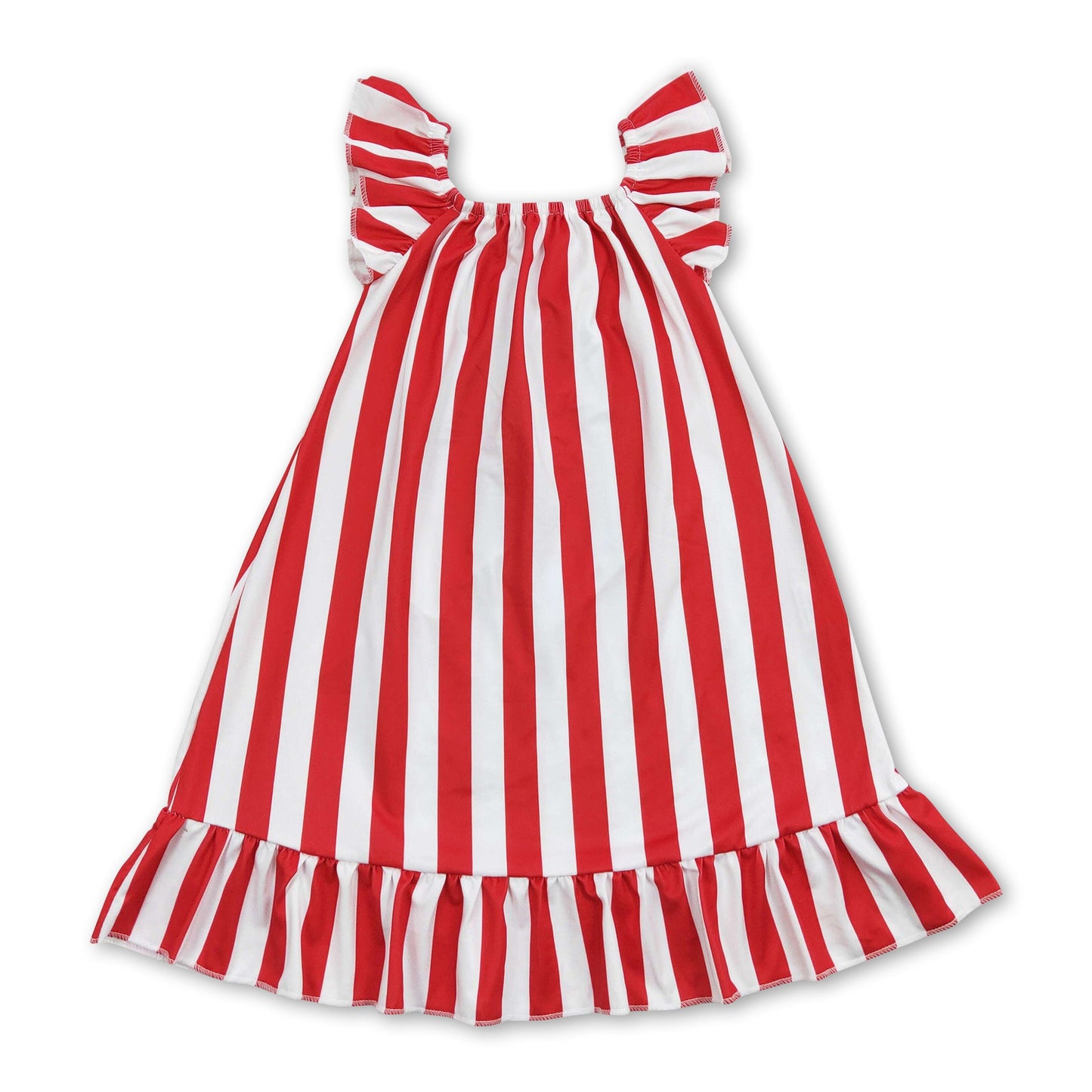 Short sleeves stripe stars bow girls 4th of july dress