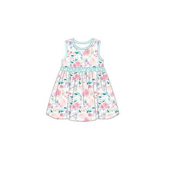 Sleeveless floral baby girls spring summer dresses