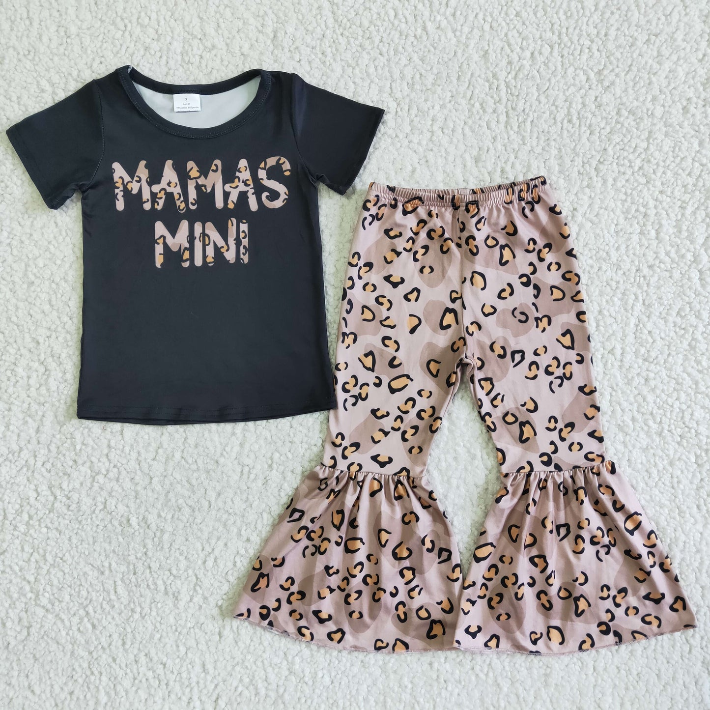 Mama's mini black shirt leopard pants girls boutique clothes