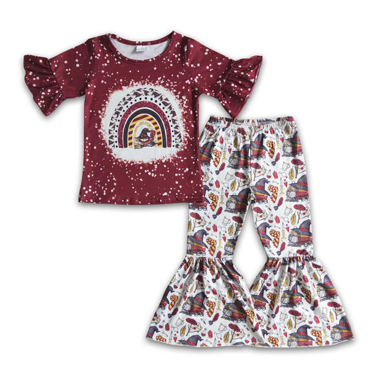 Short sleeve rainbow shirt magic baby girls clothing set