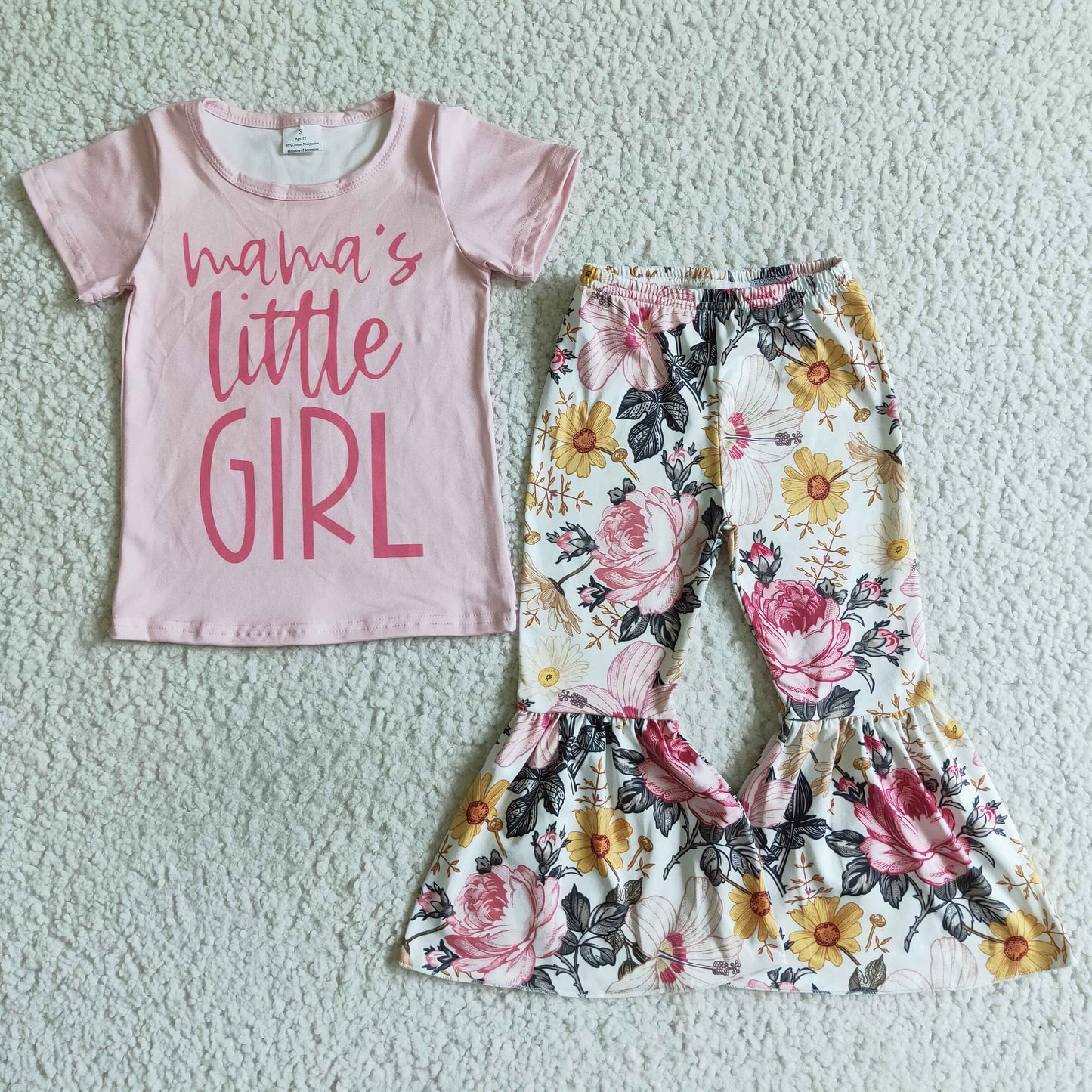 Mama's little girl shirt floral pants clothing set