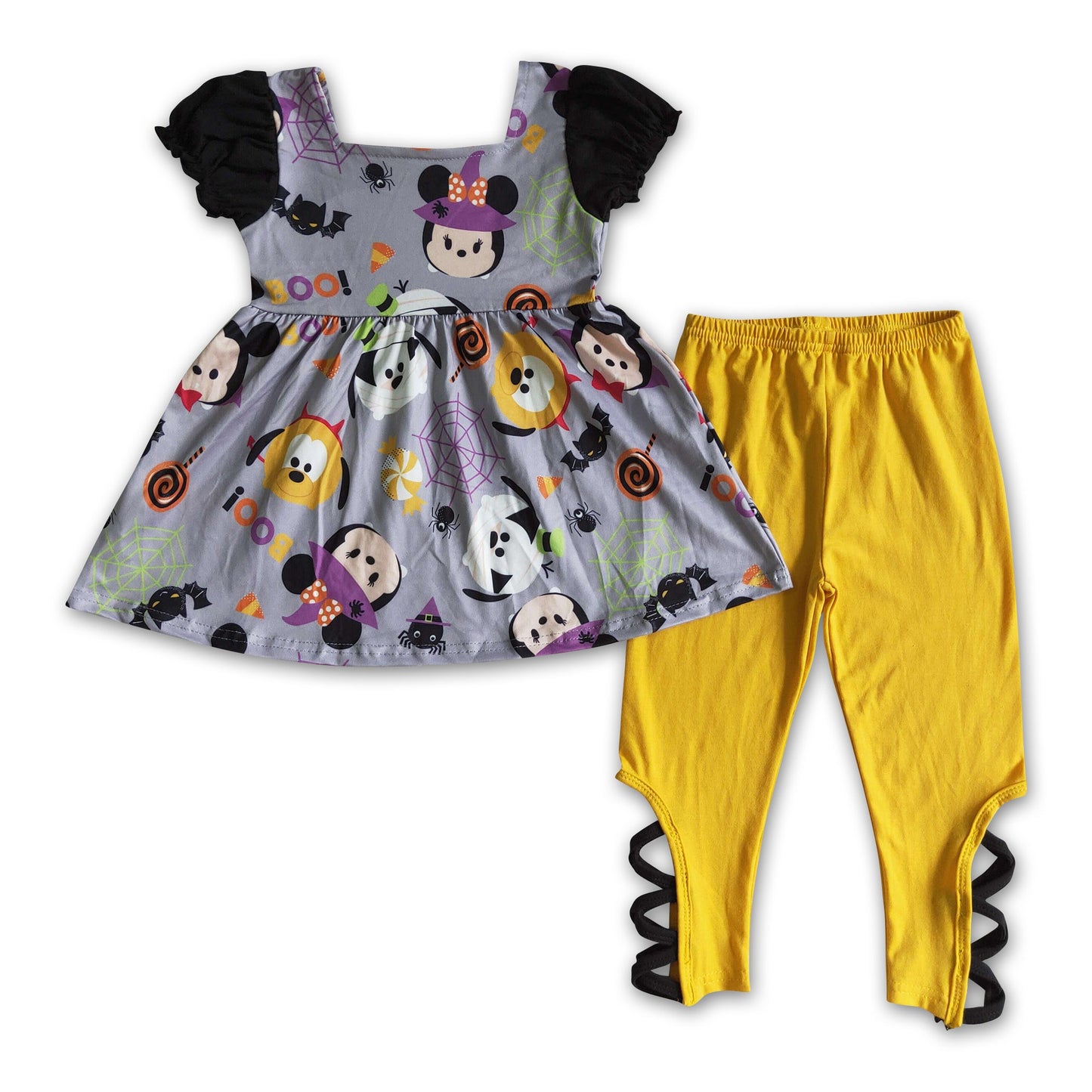 Boo mouse tunic criss cross leggings girls Halloween clothes