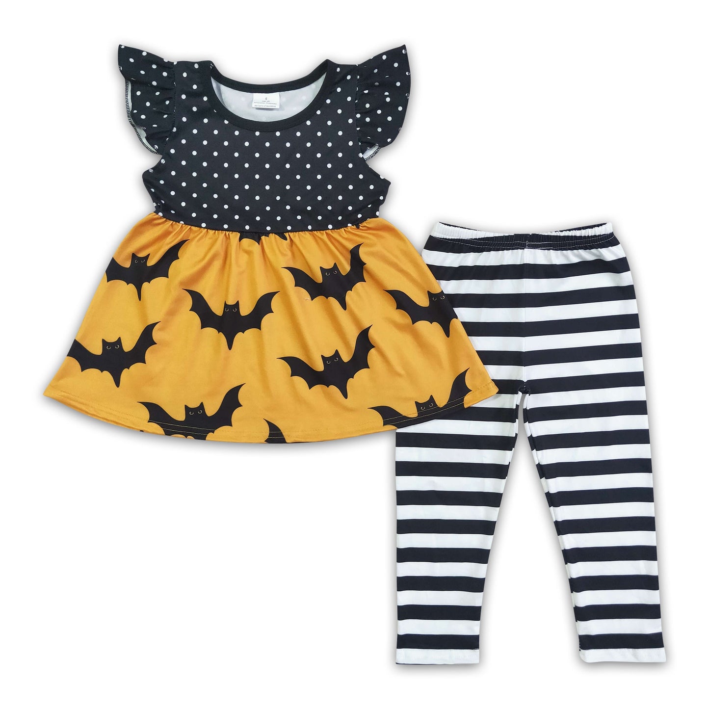 Bat tunic stripe leggings girls Halloween outfits