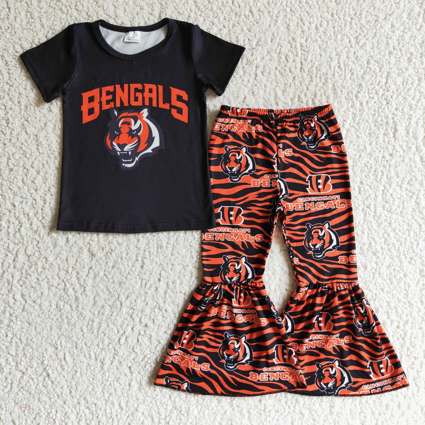 Black tiger print girls team clothing