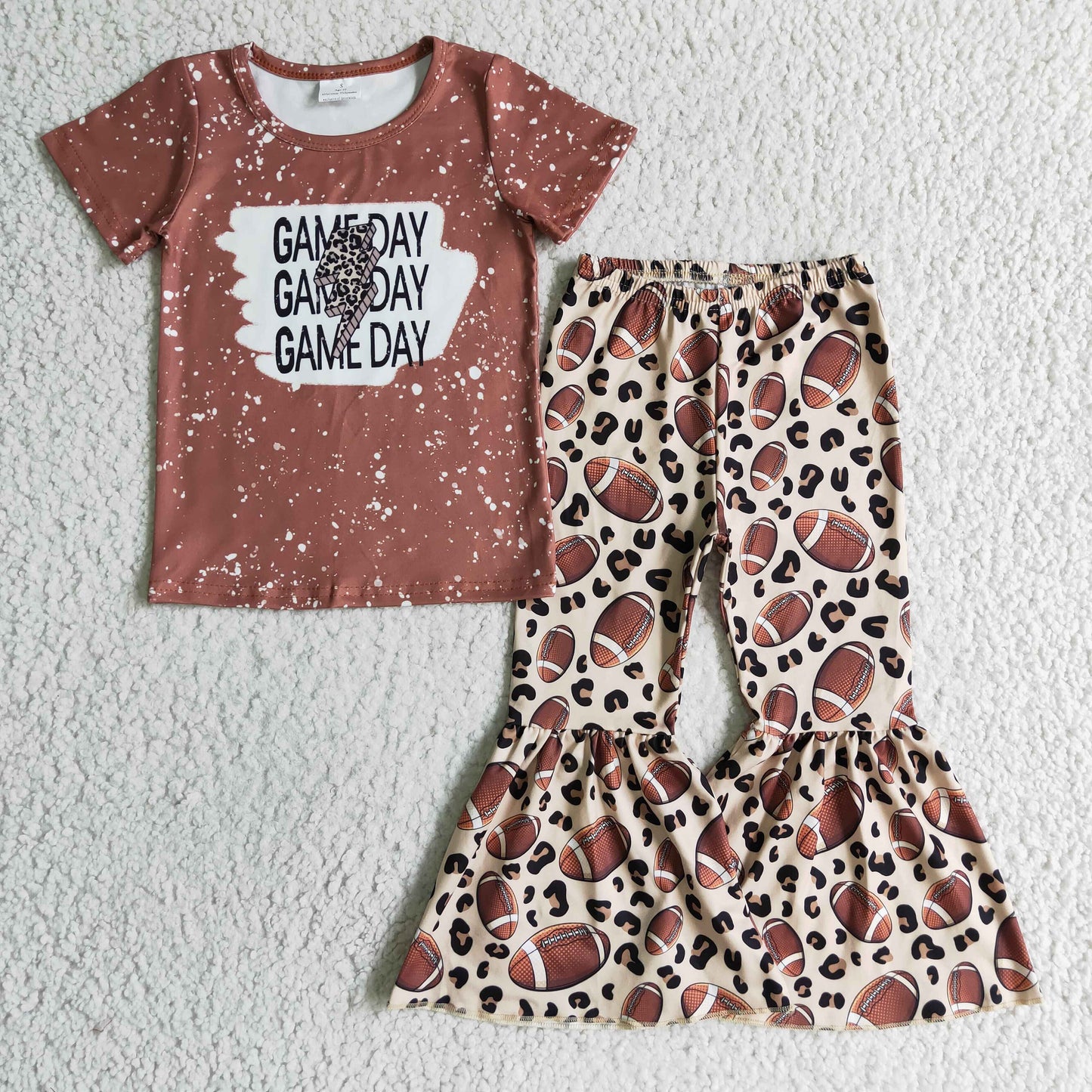 Game day football leopard kids girls team clothing