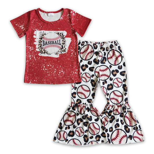 Baseball bleached shirt leopard toddler girls clothes