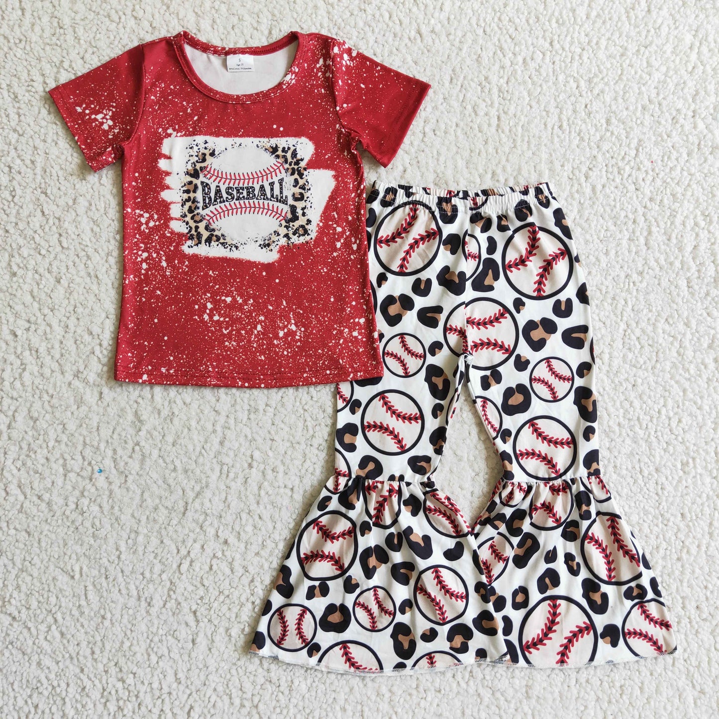 Baseball bleached shirt leopard toddler girls clothes