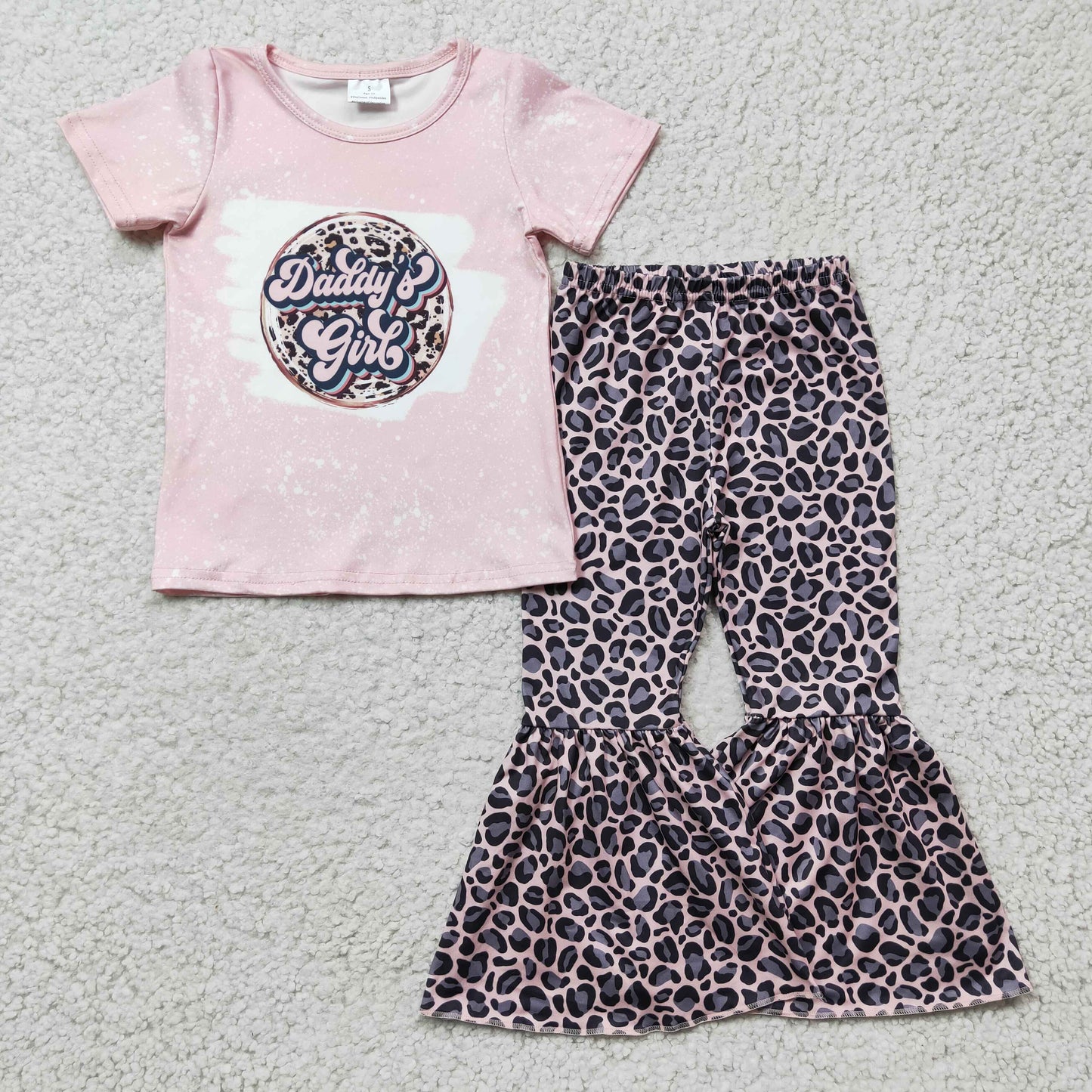 Pink daddy's girls shirt leopard pants girls clothing set