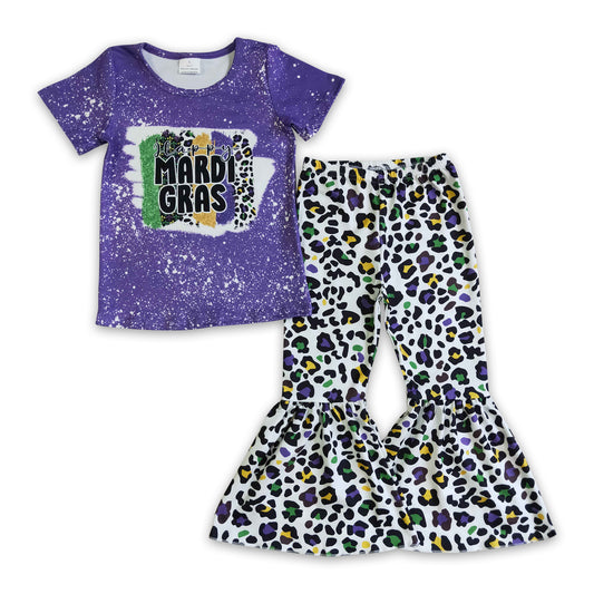 Happy Mardi Gras leopard kids girls outfits