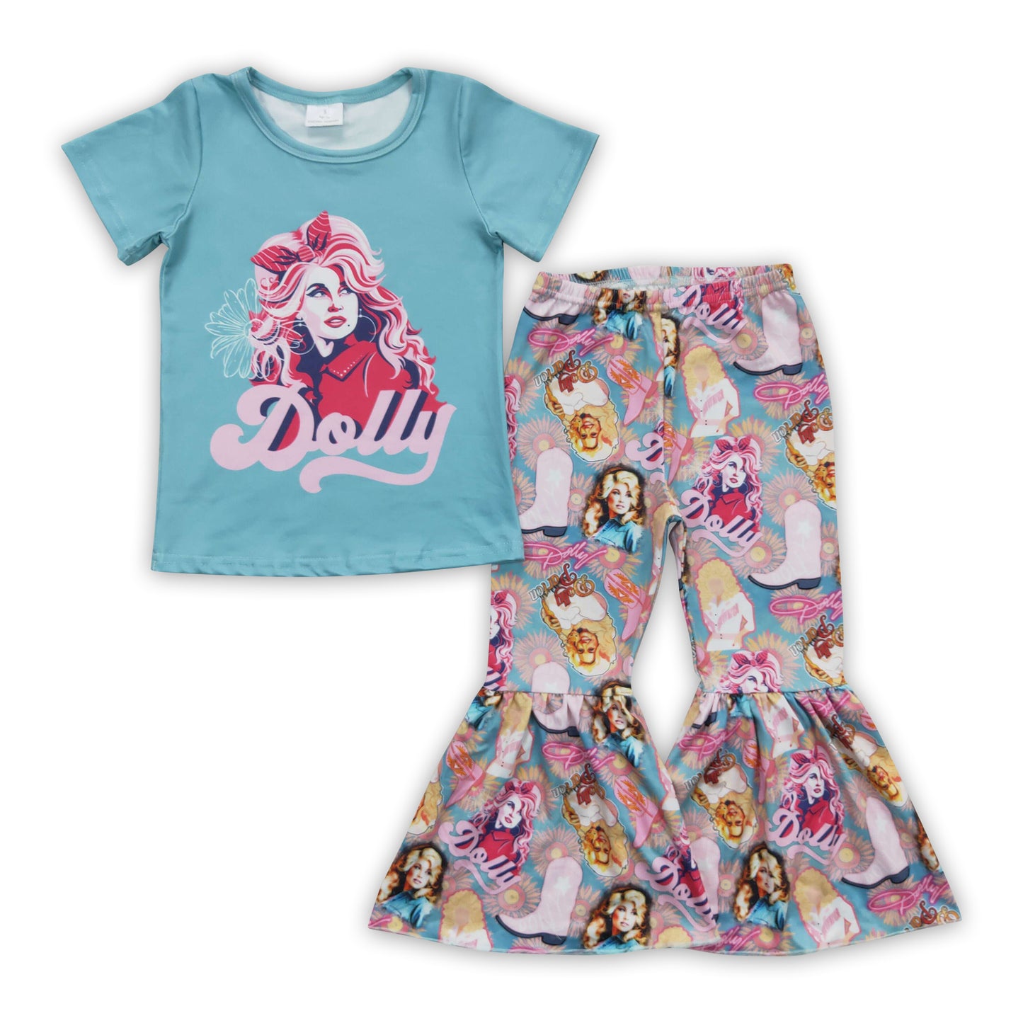 Floral boots kids girls singer clothing set