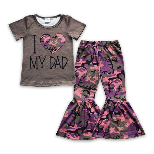 I love my dad camo kids girls hunting clothing set