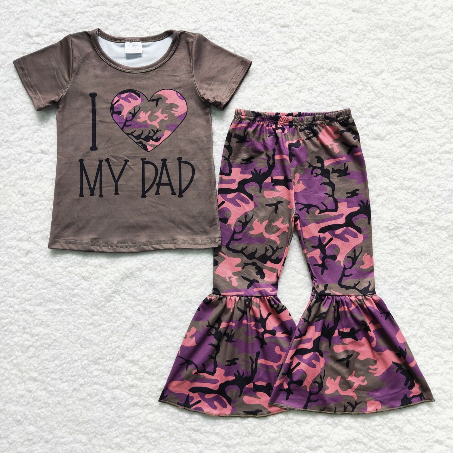 I love my dad camo kids girls hunting clothing set