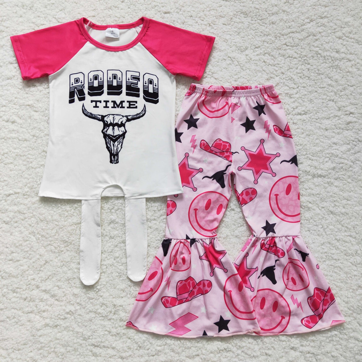 Rodeo time cow smile girls western clothing set