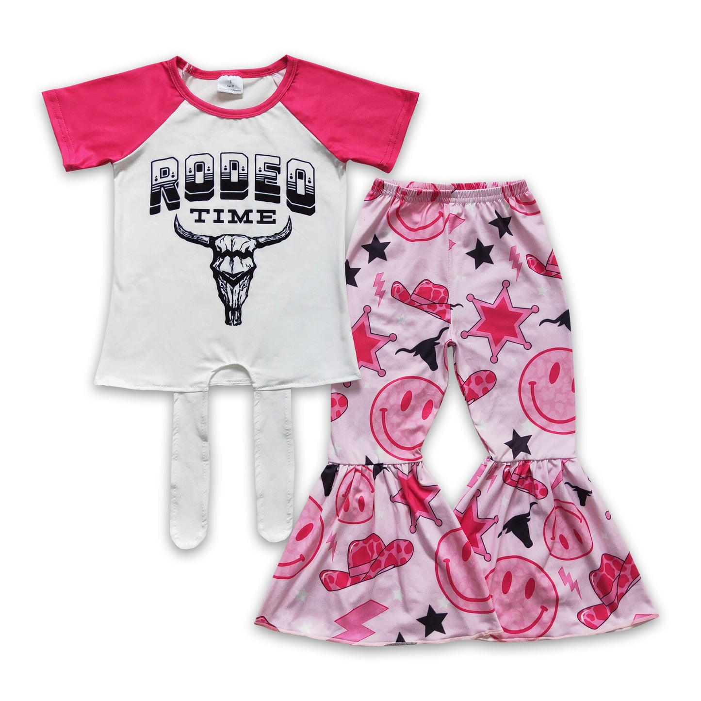 Rodeo time cow smile girls western clothing set