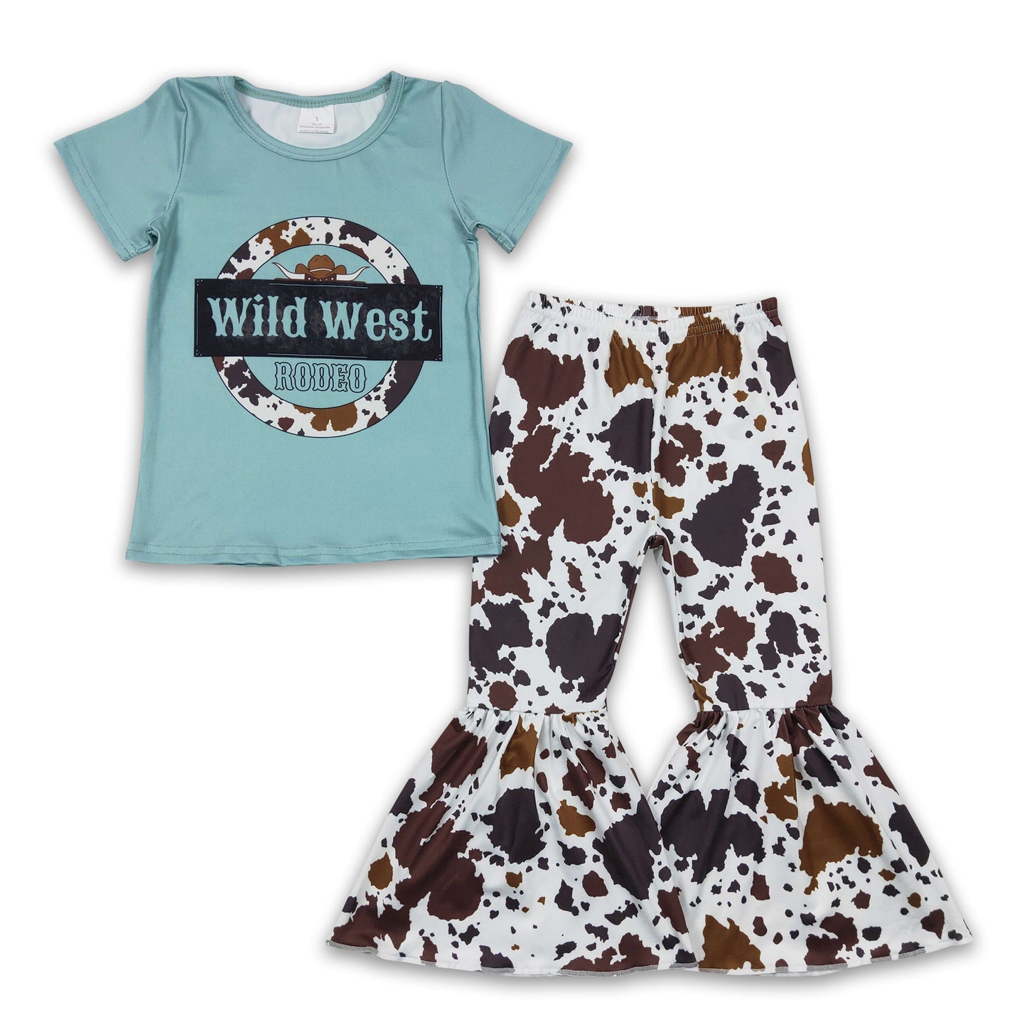 Wild west rodeo shirt cow bell bottom pants kids girls clothes