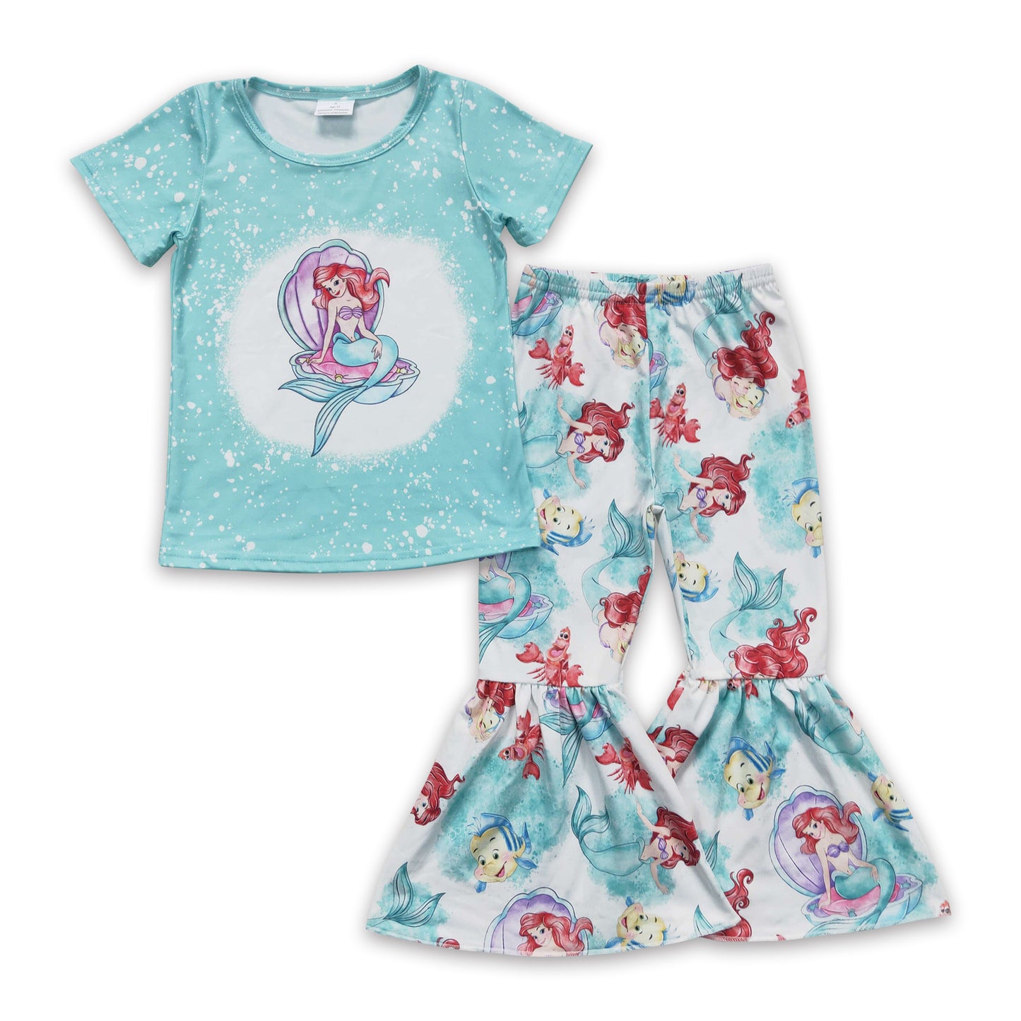 Bleached short sleeves pants sea princess girls outfits